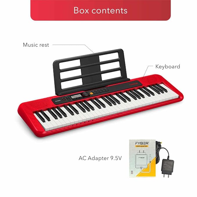 Casio CT-S200 Casiotone 61-Key Portable Keyboard (Red)