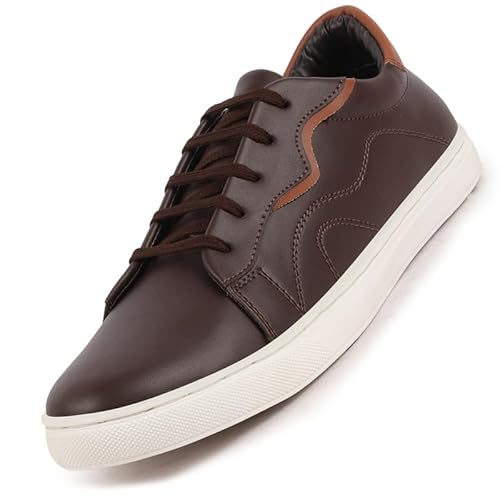 FAUSTO Men's Classic Lace Up Elevated Look Sneaker Shoes with Contrast Sole|Low Ankle|Casual Shoe