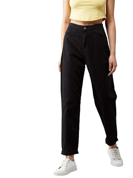 KOTTY Women’s High Rise Wide Leg Jeans|Cotton Blend Straight Fit Denim|Trendy Comfortable Casual Wear