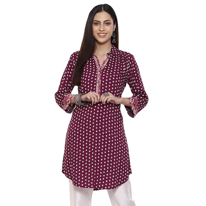 BIBA Women Liva Straight Printed Shirt