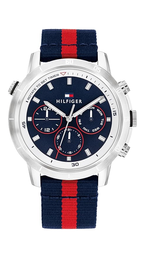 Tommy Hilfiger Sport Quartz Analog with Blue Dial Blue Leather Strap Watch for Men - TH1792124W