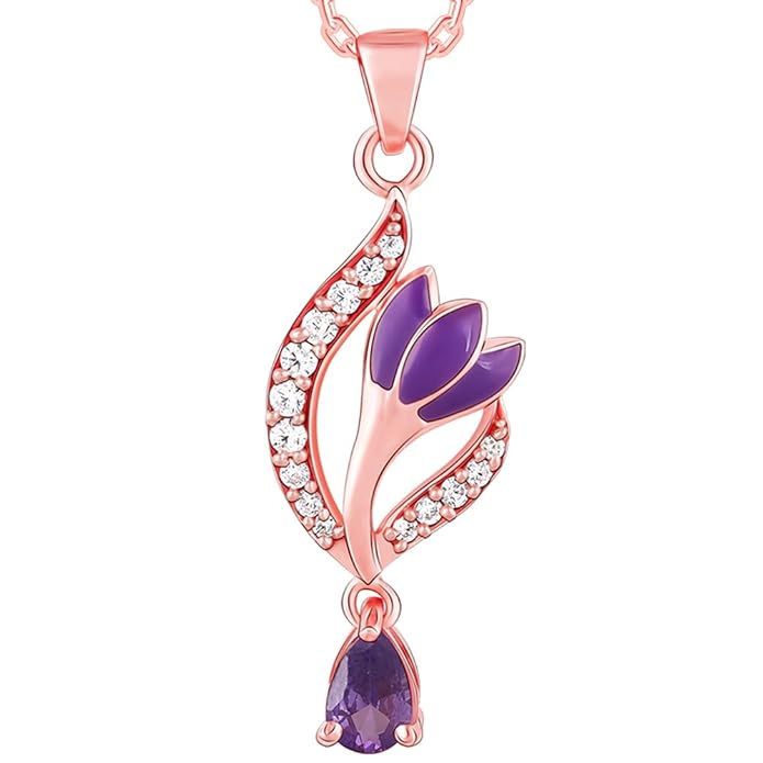 GIVA 925 Silver Rose Gold Blooming Crocus Pendant with Chain Necklace Earrings Bracelet Ring | Gifts for Women & Girls