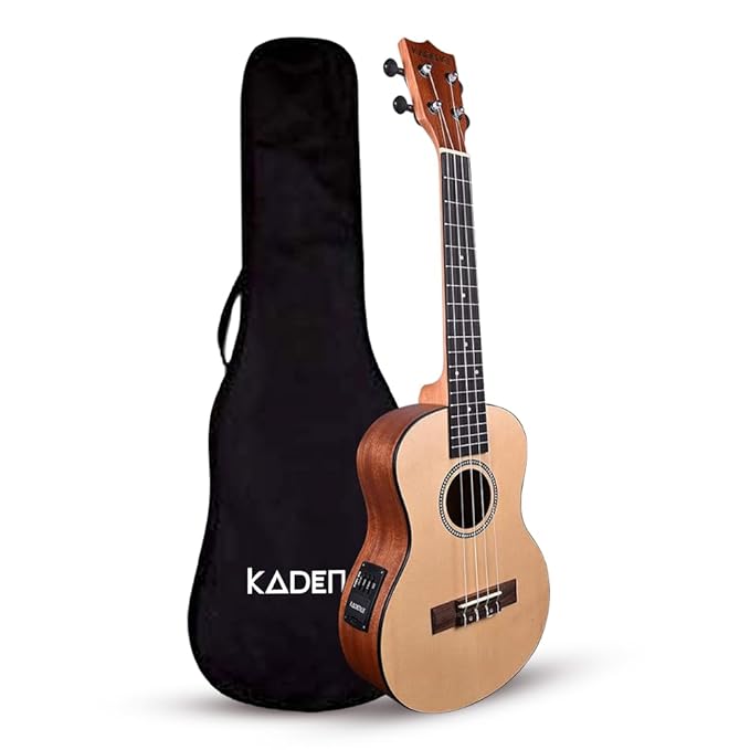 Kadence UKCE01 Concert 24" Electro Acoustic Ukulele | Spruce Wood | Built-in 2-Band EQ Preamp | Comes with Bag | Includes Learning Course | Natural