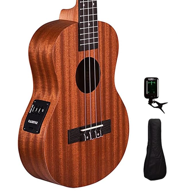 Kadence UKCE03C Concert 24" Electro Acoustic Ukulele | Mahogany Wood | Built-in 2-Band EQ Preamp | Comes with Bag | Includes Learning Course | Brown