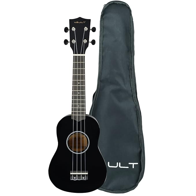 Vault UK-003 Soprano Colourful Ukulele 21 inch with Gig-Bag - Black