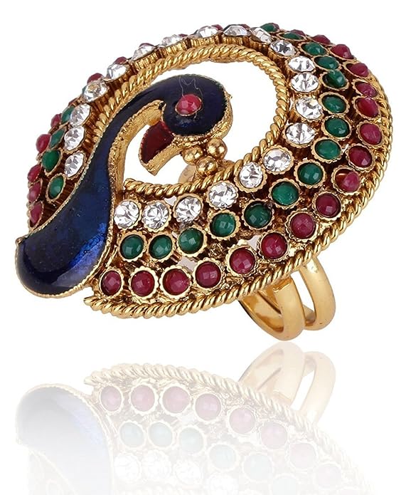 Shining Diva Fashion Multicolour Traditional Stylish Gold Plated Ring for Women (rrsd6711r)