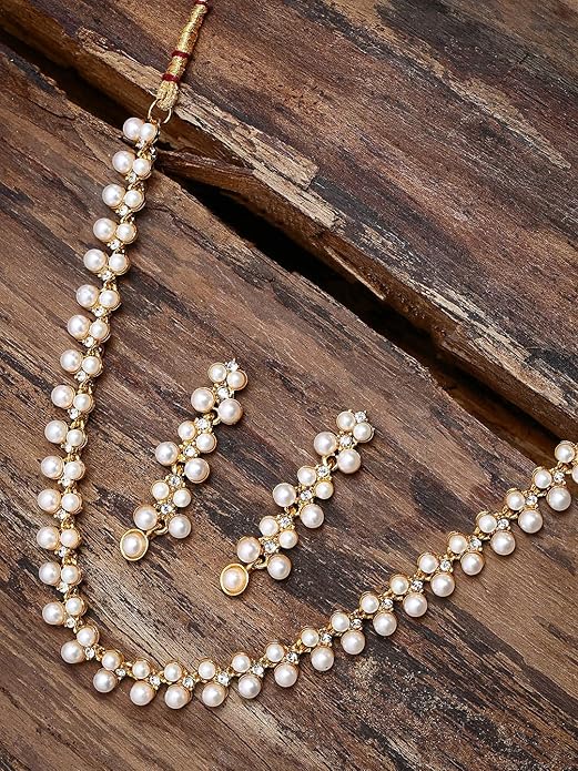 ZAVERI PEARLS Contemporary Look Pearls Choker Jewellery Set For Women-ZPFK9439
