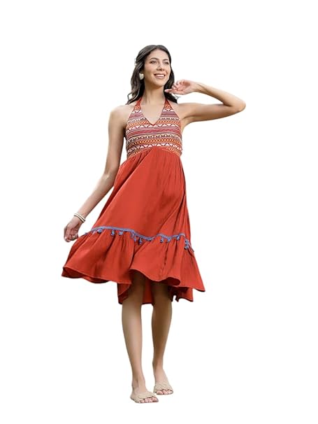 Stylum Women's Solid & Embroidered Italian Crepe Flared Dress