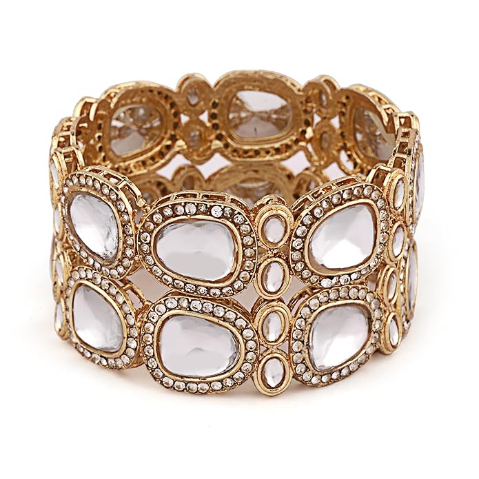 Shining Diva Fashion Parineeti Chopra Inspired Latest Stylish Traditional Kundan Bangles for Women (Set of 2)