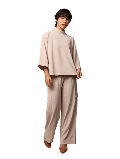 ONLY Women's Turtleneck Soft Jersey Top | Ovesized Fit | Short Wide Sleeves