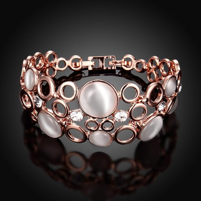 Shining Diva Fashion 18k Rose Gold Classic Femme Opal Stylish Bracelet for Girls and Women (9574b)