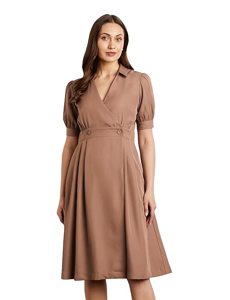 Symbol Premium Women's Fit & Flare Wrap Dress (Midi Length | Stylish | Desk-to-Dinner) (Available in Plus Sizes)