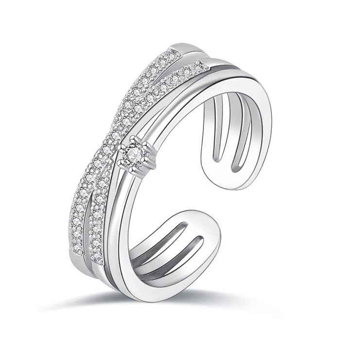 Shining Diva Fashion Valentine Gift Girlfriend Latest Stylish Platinum Plated Adjustable Solitaire Ring for Women and Girls (11907r)