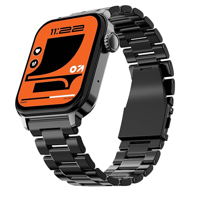 GOBOULT Newly Launched Drift 2 Smart Watch 1.83'' HD Display,15 Days Battery Life, 150+Watchfaces, 500 Nits Brightness, AI Voice Assistant, SpO2 Monitoring (Storm Grey) (Metal Black)