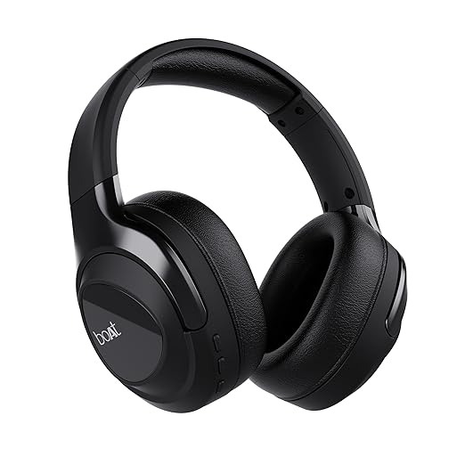 Boat Nirvana Eutopia Bluetooth Over Ear Headphones with Head Tracking Function, Spatial Audio,20 HRS Playtime, Enx™ Tech, ASAP™ Charge, Hearables App(Android & iOS Compatible)(Primia Black)