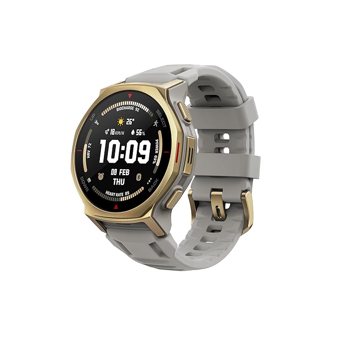 Amazfit T-Rex 3 Pro Outdoor Smart Watch 44mm Sapphire AMOLED Display with Flashlight, Ti Bezel, Dual Band GPS, Offline Maps, 17 Days Battery, 10 ATM, 180+ Sports Mode for Android & iPhone, Arctic Gold