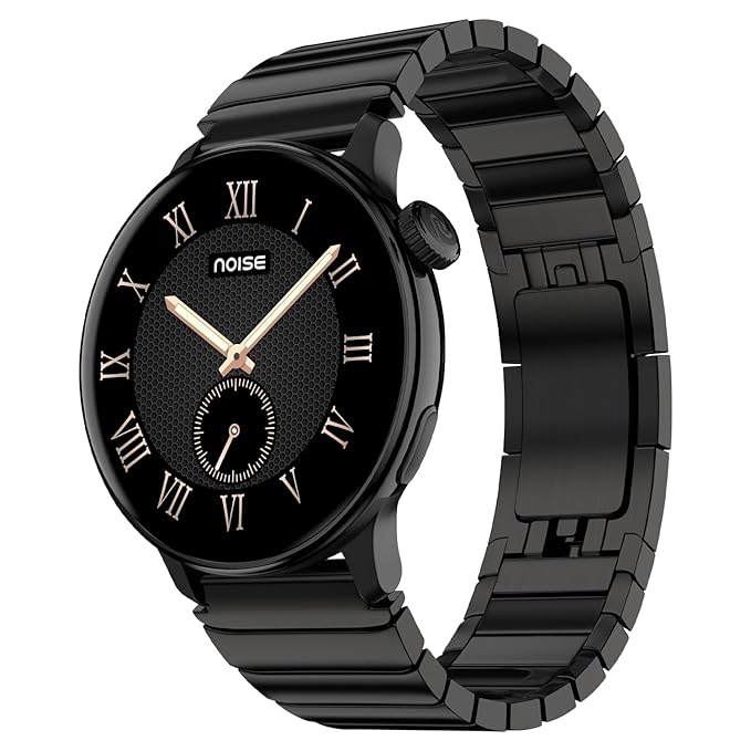 Noise Pro 6R 1.46" AMOLED Smart Watch, 1000 NITS, Powered by AI Pro, Built-in GPS, Strava Integration, Stainless Steel Dial, Video Watch Faces, 3ATM, Emergency SOS, TWS Connectivity (Chrome Black)