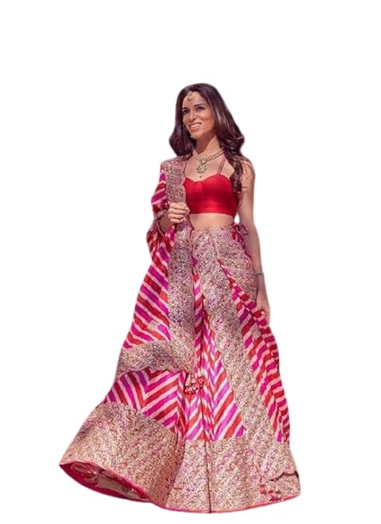 Women's Tussar Silk With And Foil Print Lehenga choli Set