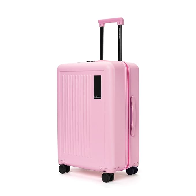 MOKOBARA The Transit Wave - Check-In Luggage | Large 74Cm Pink Polycarbonate 8 Wheel Spinner Trolley Hardsided Suitcase With Built In Tsa Lock Travel Suitcase (Excuse Me), 74 Cm