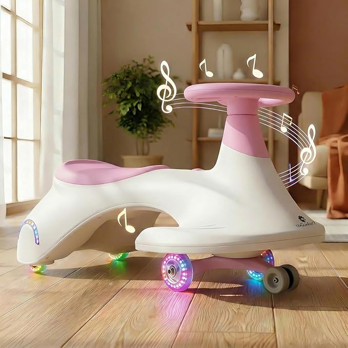 StarAndDaisy Kids Swing car/Ride on Push/Swing Car with Music, Light & 360° Steering - Safe, Fun Magic, and Durable/Toddlers & Children for Wiggle Car -Pink