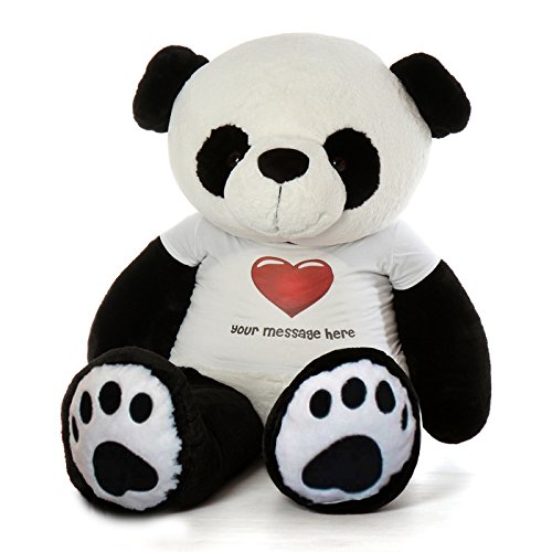 Hug'n'Feel® Soft Toys Big Teddy Panda Wearing with Your Message T-Shirt 4 feet Panda_T Shirt_with Your Message Plush & Stuffed Toys