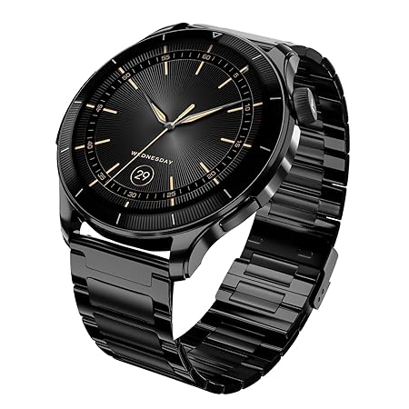 Boat Chrome Eon, Premium Metal Body, 1.43” (3.63 cm) AMOLED Round Display, AI Coach Health Insights, Advanced S1 Processor, Auto Heart Rate, HRV, VO2 Max, Smart Watch for Men & Women (Steel Black)