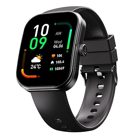 Boat Wave Sigma 3 Curv Smartwatch with 2.01” (5.33 cm) Immersive Curved Display, Metallic Finish, Functional Crown, BT Calling, Sleep, Stress, Heart Rate & SpO2 Monitoring, SOS, IP68 (Black Active)