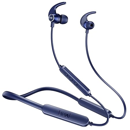 Boat Rockerz 255 Pro+, 60H Battery, Fast Charge, IPX7, Dual Pair,Low Latency,Magnetic Buds, Stream Ad Free Music via App Support, in Ear Bluetooth Neckband, Wireless with Mic Earphones (Navy Blue)