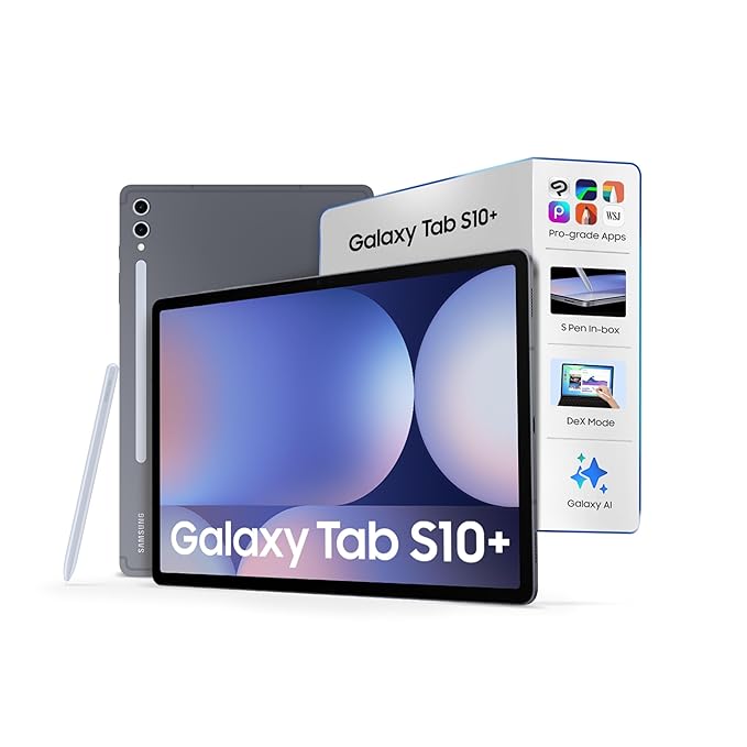 Samsung Galaxy Tab S10 Plus [Smartchoice], S Pen in-Box, 31.5 cm (12.4 inch) Dynamic AMOLED 2X Display, 12 GB RAM, 256 GB Storage, Wi-Fi + 5G Tablet, Moonstone Gray