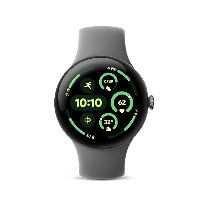 Google Pixel Watch 3 (45mm) Latest Model - Android Smartwatch, Heart Rate Tracking, Fitbit Advanced Running, Fitness Insights, 24-Hour Battery - Matte Hazel Aluminum Case - Hazel Band - Wi-Fi, Grey