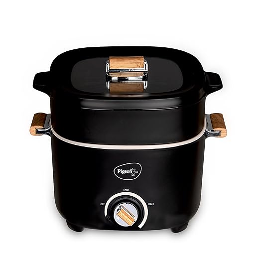 Pigeon Stainless Steel By Stovekraft Everyday Plus Multi-Cook Kettle,1000 Watts,2.5 Litre, Used For Boil, Brew, Cook & Serve All In One (Black)