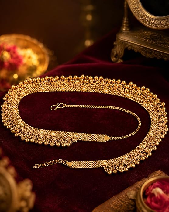 Shining Diva Fashion Traditional Antique Gold Plated Kamarband for Women | Waist Belt for Saree, Lehenga & Bridal Wear | Ethnic Wedding Jewellery Waist Chain Kamar bandh for Girls