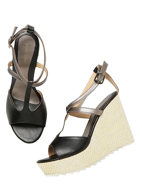 Marc Loire Women's Open Toe High Heel Slip On Wedges Sandal