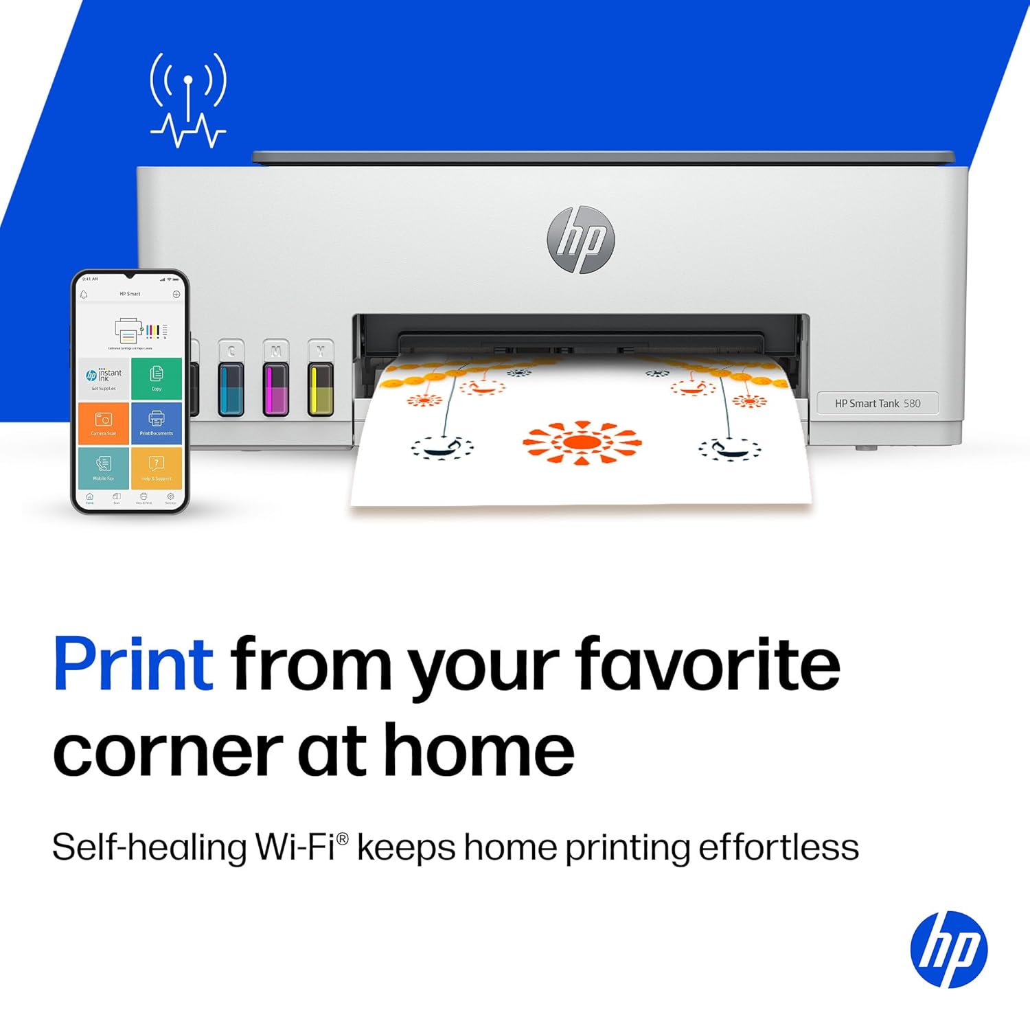 HP Smart Tank 589 All-in-One WiFi Colour Printer |Up to 4000 Black & 6000 Colour Prints I Print,Scan & Copy for Home/Office