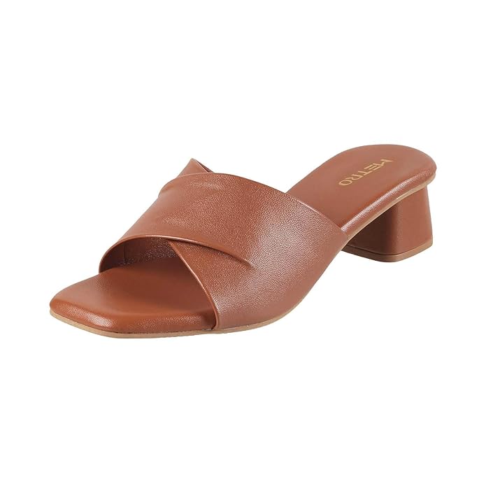 Metro Women's Faux Leather Formal Block Heel Fashion Sandals