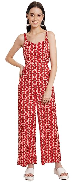 COTLAND Fashions Jaipuri Cotton Abstract Printed Sleeveless Jumpsuit for Women