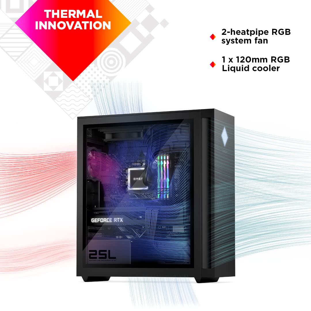 HP OMEN 25L Gaming Desktop PC with Latest 12th Gen Intel Core i7 Processor (HyperX 16GB RAM/1TB HHD/512GB SSD/NVIDIA GeForce RTX 3070 8GB Graphics/Win 11/MSO/Xbox Game Pass),GT15-0004in, Shadow Black
