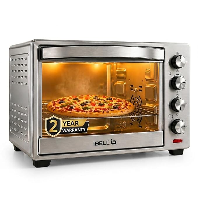 iBELL 30L OTG Oven with Convection & Rotisserie, Stainless Steel Body, Temperature & Timer Control | SS30LGDLX (Silver)