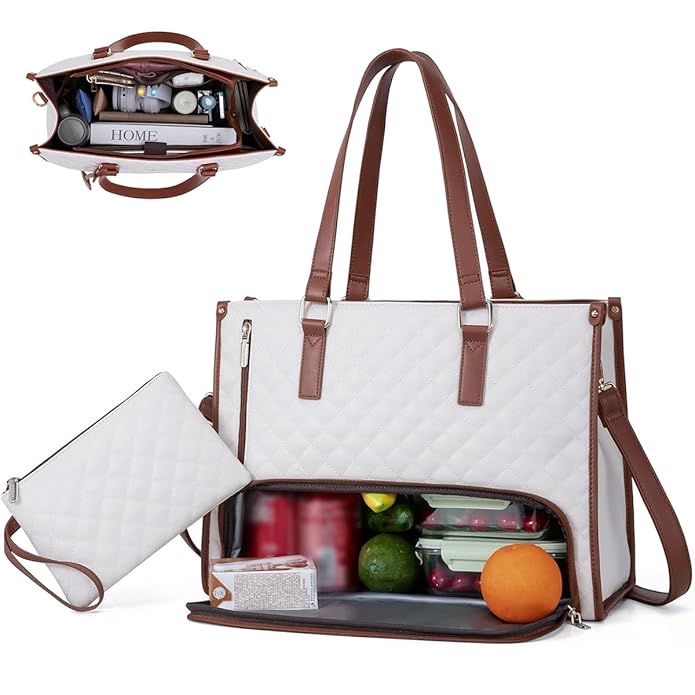 PALAY® Tote Bag for Woman Lunch Bag with Insulated Compartment 2 in 1 Lunch Tote Bags for Women Shoulder Bags for Business, Office,Travel, Beach,Casual