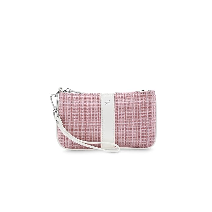Fastrack Women's Basketweave Wristlet | Top Zip Closure, Inner Utility Pocket | Textured Fabric Wristlet, Faux-leather accented | 6 Months Warranty