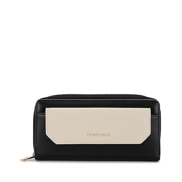 Fastrack Women Compact Clutch | Stylish Clutch Purse with Semi PU Belt | Lightweight, Durable & Trendy Wallet for Girls & Ladies | Perfect for Casual & Party Use