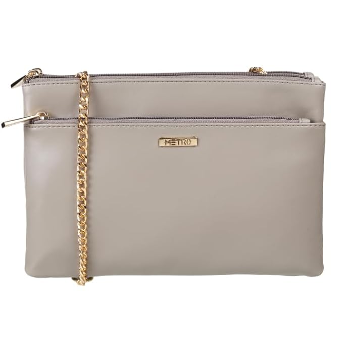 Metro Faux Leather Premium Zipper Casual Sling Bag For Women
