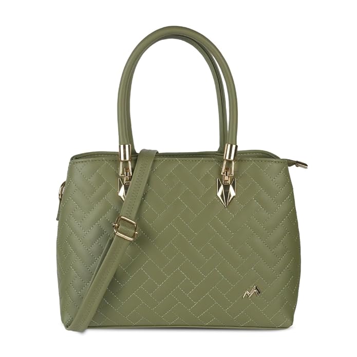 Metro Women's Faux Leather Quilted Handbag with Metal Detailing