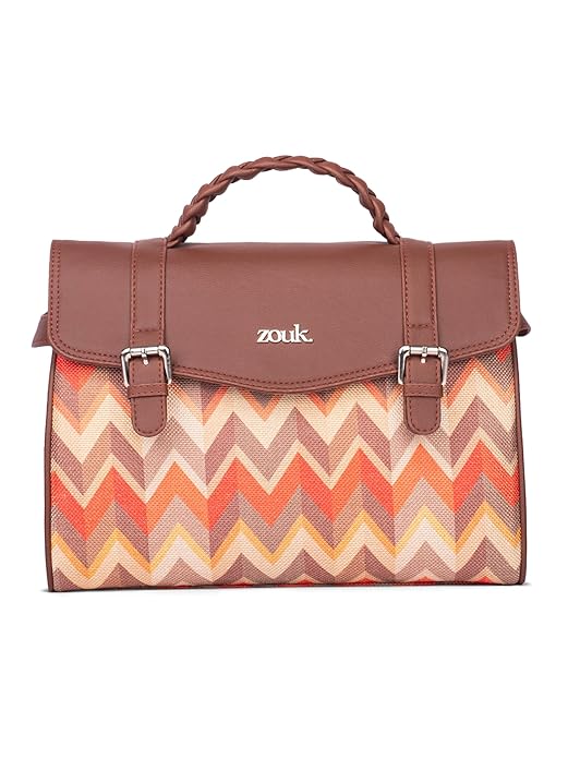 ZOUK Heritage Satchel Bag - Gwalior Weaves | Jute | Vegan Leather Handcrafted With Detachable Sling Strap