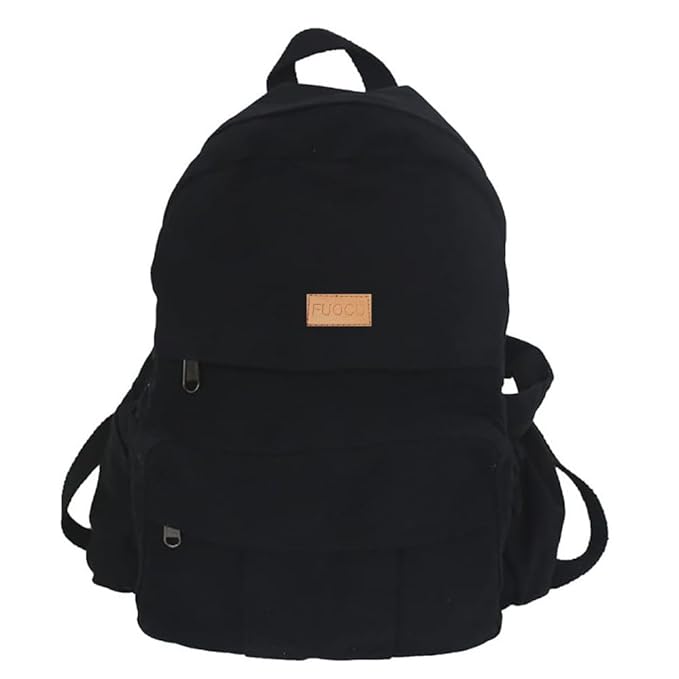 FUOCO Laptop Backpack for Women Men - College School Bag with Bottle Holder for Boys Girls- Stylish Canvas Travel Backpacker for Students Office Casual Use