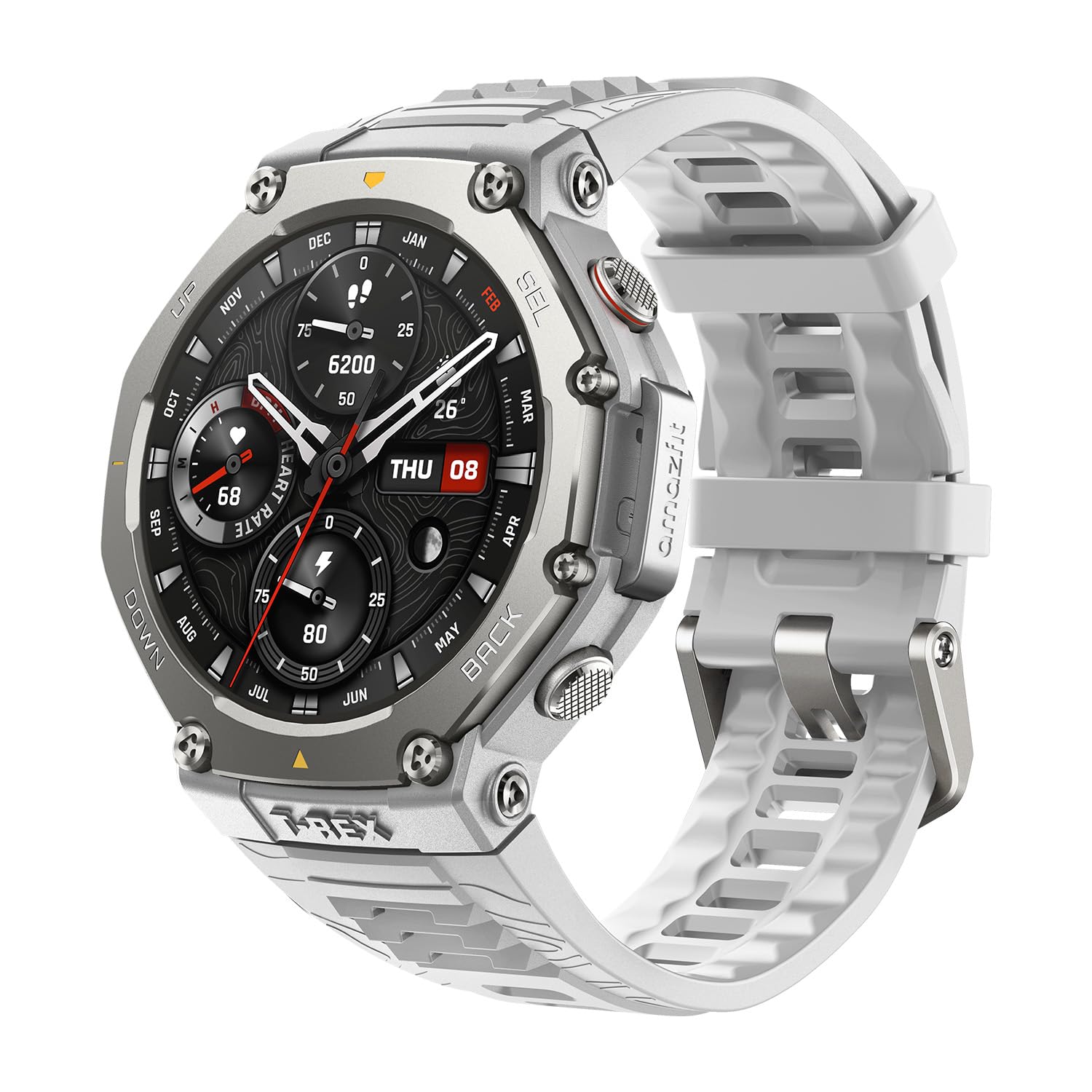 Amazfit T-Rex 3 Outdoor Rugged Military 48mm Smart Watch, Built in GPS, 27 Days Battery Life, Offline Maps, 2000 Nits Brightness, 10 ATM Water Resistance, AI Coach, for iOS & Android (Gray)