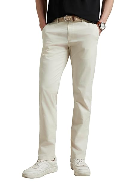Louis Philippe Men's Slim Fit Premium Cotton Soft Handfeel Solid Chinos