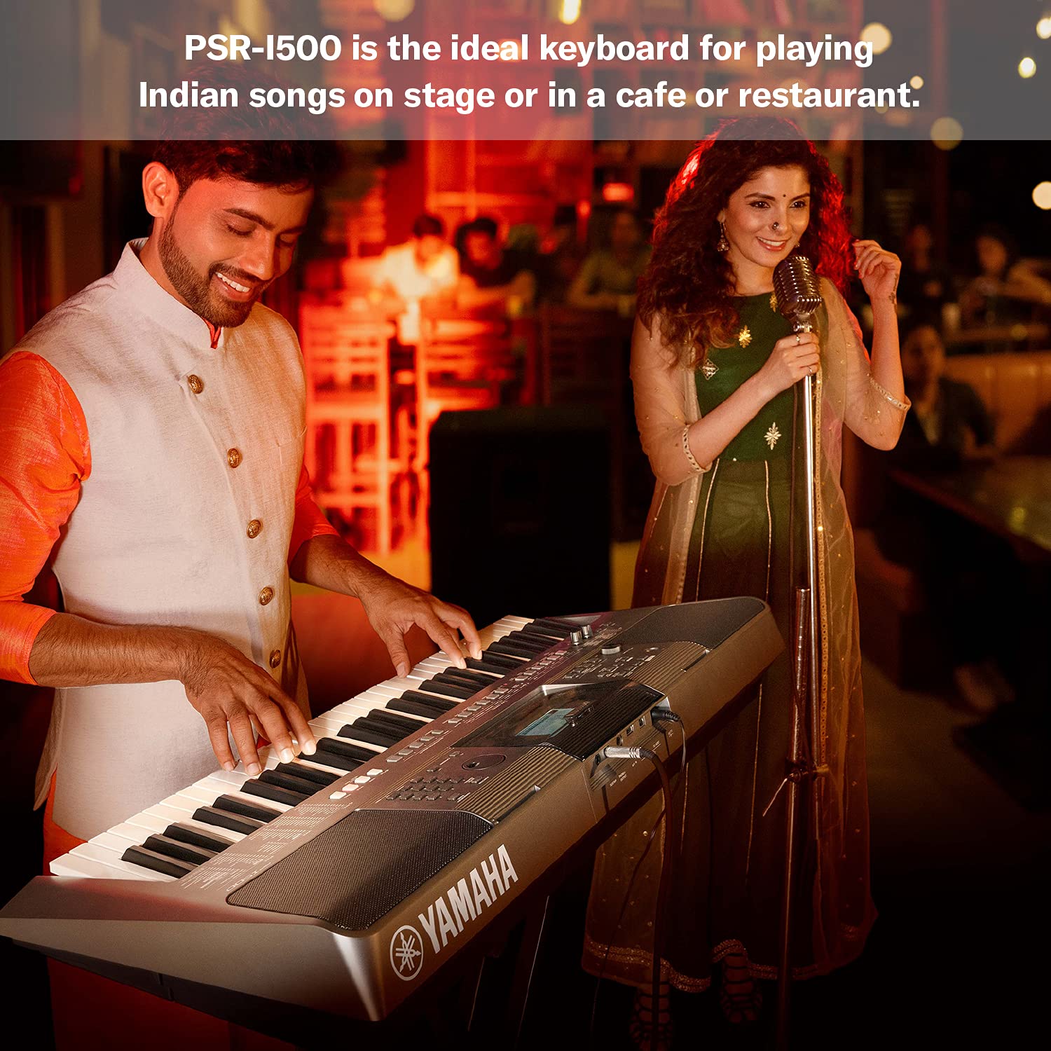 Yamaha PSR-I500 Portable Keyboard – 61 Keys, Indian & Western Tones, Built-in Rhythms, Songs & Lesson Function, Includes Power Adapter, Ideal for Learning & Performance