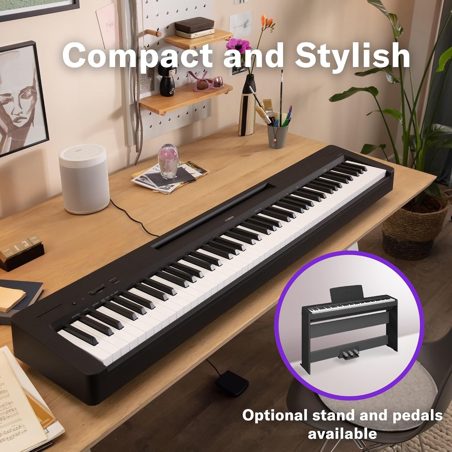 Yamaha P-145B Digital Piano – P-Series, 88 Keys, Black Finish, Weighted Keys, Compact Design, Expressive Sound, Ideal for Beginners & Intermediate Players