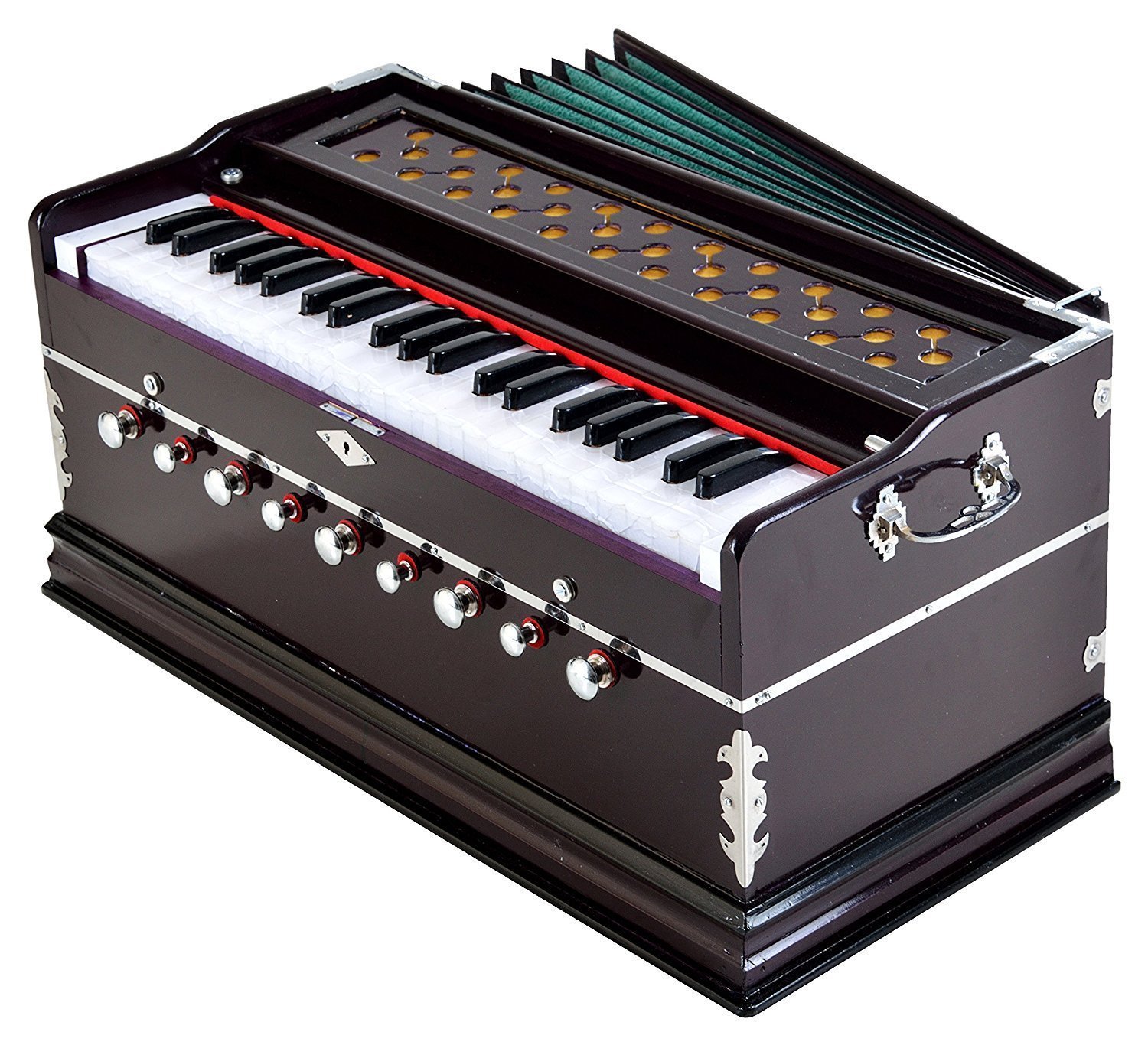 Best Harmonium 9 Stopper, Chudidaar Bellow, 42 Key, Two Reed, Bass-Male, Kapler, Harmonium With Cover